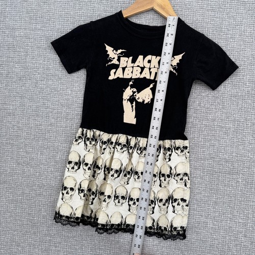 Black Sabbath Tiered Dress Skulls Graphic Print Short Sleeve Girls ~ Sz 4T - Picture 2 of 7