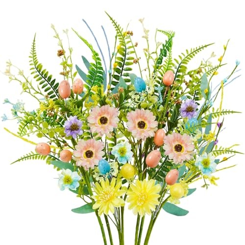6pcs Easter Decorations, 24.5" Artificial Easter Egg Picks Faux Spring Floral