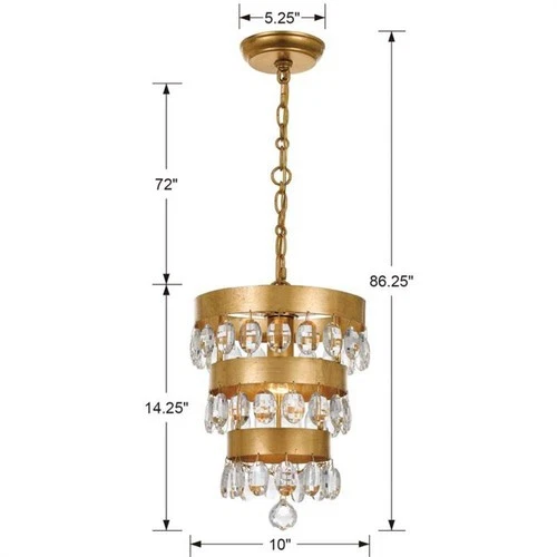 Crystorama Perla 10"W Antique Gold Crystal Mini-Chandelier - Picture 6 of 6