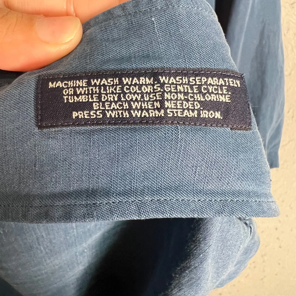 Daniel Cremieux Silk Linen Relaxed Short Sleeve Blue Shirt Mens Size Large - Image 4 of 4