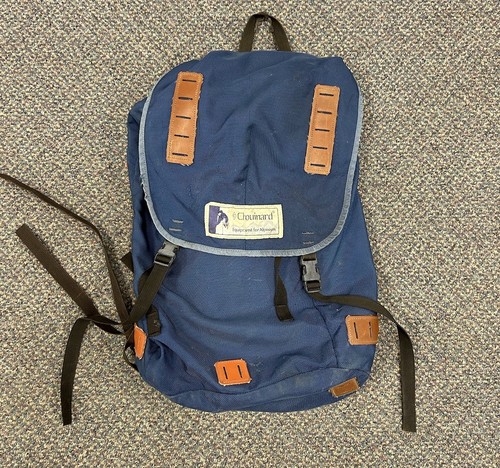 Vintage Chouinard Equipment For Alpinists Label Backpack Rare Blue Outdoors - Picture 2 of 19