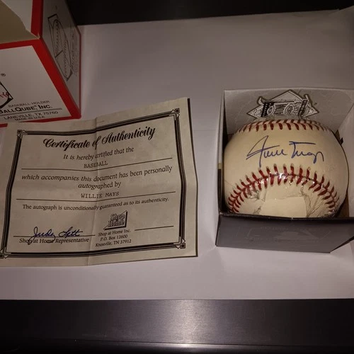 Willie Mays Autographed Official Rawlings NL Baseball, MLB HOF: Shop at Home COA