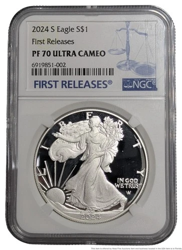 NGC 2024 S American Eagle PF 70 Ultra Cameo 1ozt Fine Silver Dollar Bullion Coin