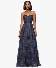 Blondie Nites Juniors' Glitter-Dot Sweetheart-Neck Gown Navy Size 1 269