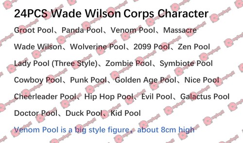 24PCS Different Superhero Of Wade Wilson Corps 4cm Plastic Figure DIY Toy - Picture 2 of 2