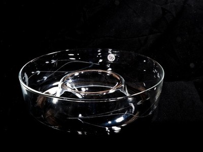 VTG Retired Princess House Heritage Hand Blown Chip & Dip 11 1/4'' x 3 1/4 USA