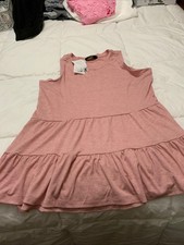 Haeof Heathered Pink 2 Tiered  Relaxed Jersey Sleeveless Tank Dress Size M