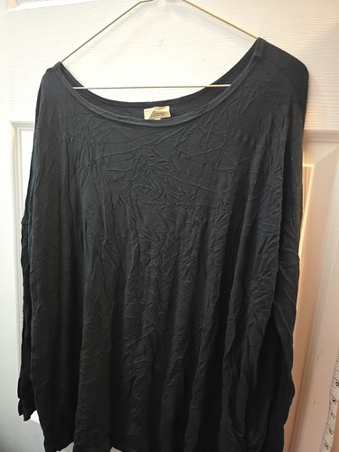 Schwarzes Langarmhemd Bluse von Piko 1988. Damen Bambus/Elasthan Mischung. EUC! XL