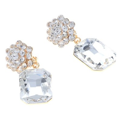 Gold Tone Metal Crystal Rhinestone Clip-On Earrings ER2629-GCL