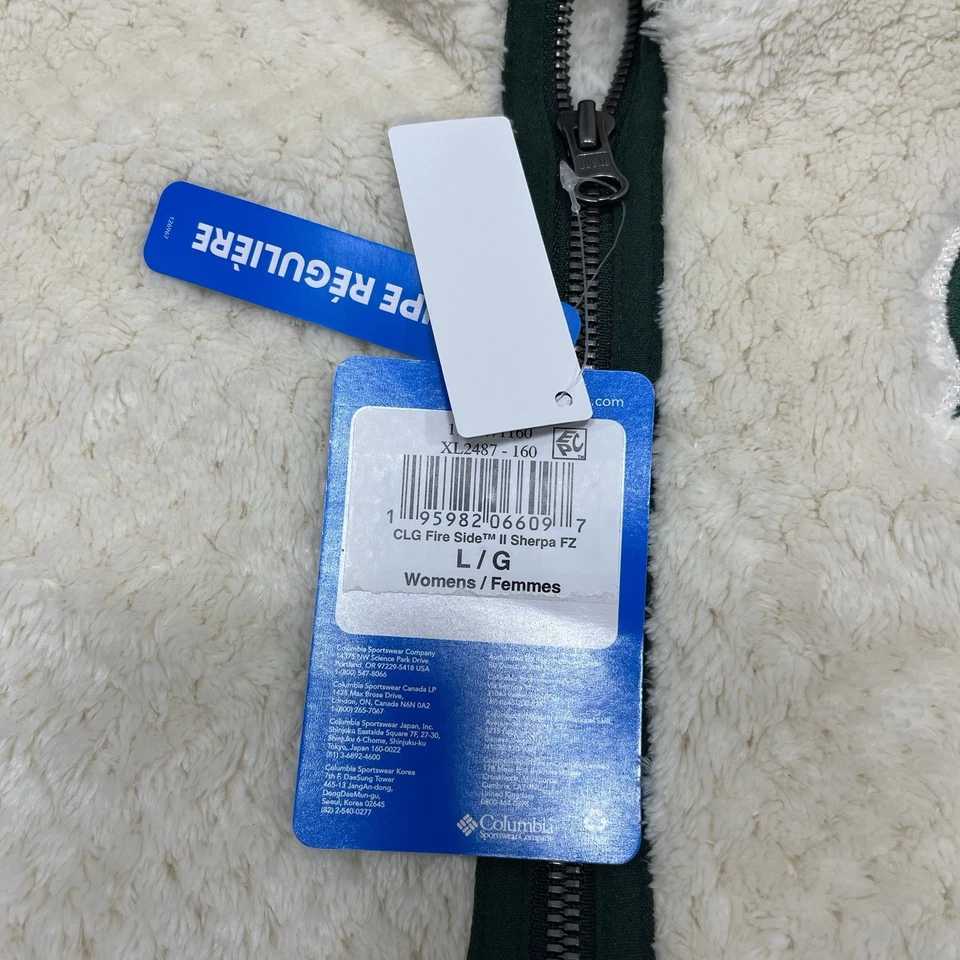 Chaqueta Columbia Fire Side II Sherpa Cremallera Completa Marfil Mujer’s Grande Michigan State Foto 3 de 4
