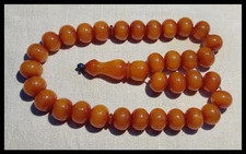 Antique 72,5Grs   Amber Bakelite  Islam  33+1 Prayer  Beads Rosary