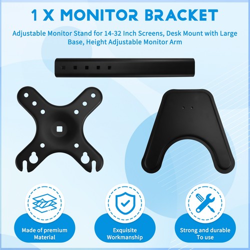 Adjustable Monitor Stand for 14-32 Inch Screens, Desk Mount with Base,6176 - Afbeelding 6 van 7