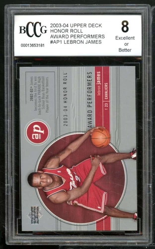 LeBron James Card 2003-04 Upper Deck Honor Roll Award Performers #AP1 BGS BCCG 8