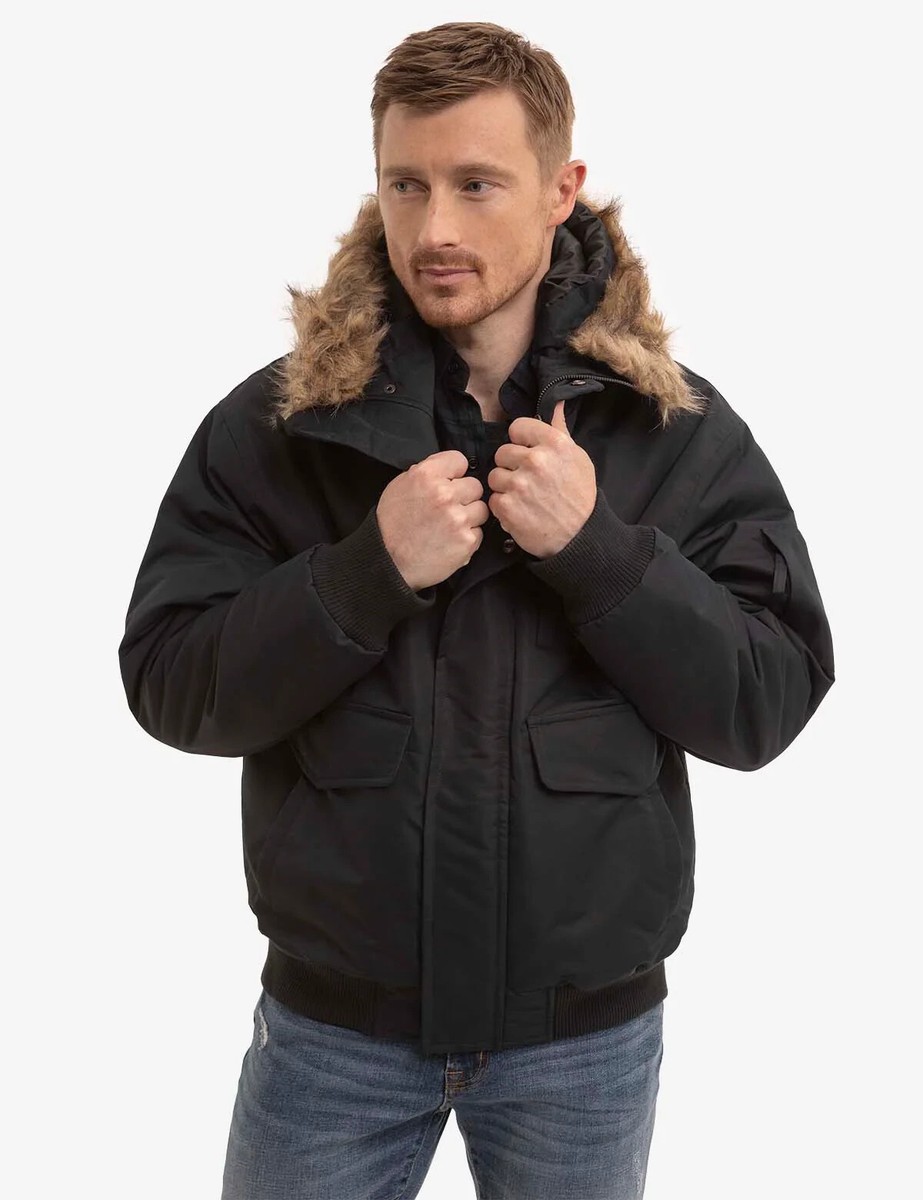 Black Parka Faux Fur Hooded Jacket Mens Boohoo Mens Black Tall