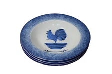 Large Rim Soup Bowl Mikasa Sunrise Rooster CAA61 Laurie Gates - Set of 4