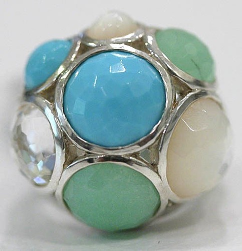 Nuovo Anello Argento Sterling IPPOLITA Multi Pietra Turchese Cupola Quarzo Turchese 7,25 - Foto 10 di 10