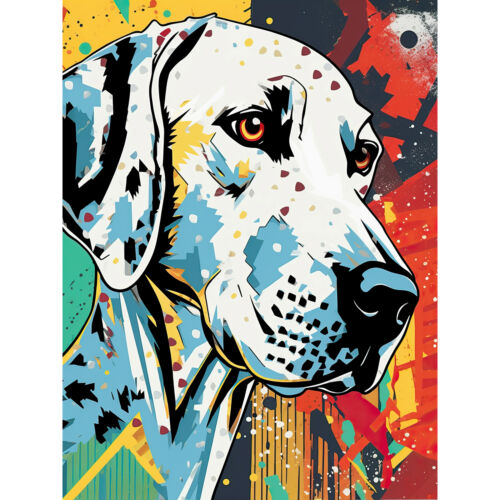 Dalmatian Dog Painting Bright Geometric Pattern Modern Pop Art Print 18X24" - Bild 1 von 5