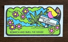Mello Smello Grass Scented Scratch  Smell sniff Sticker Vintage - Strong Scent 