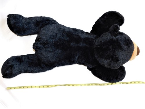 33" Long Floppy Soft Stuffed Plush Black Bear With Dark Brown Silly Big Nose - Picture 5 of 7