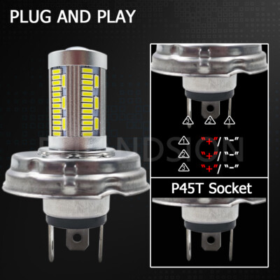Ampoule Phare Moto LED P45T 4014 - Double Faisceau Blanc 6000K - 10-30V - Neuve Sous Blister