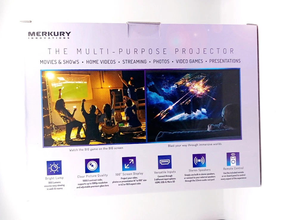 Merkury Innovations Lumense GEN Projector - 800 Lumens Displays Up To 100 Inchs - Image 2 of 4