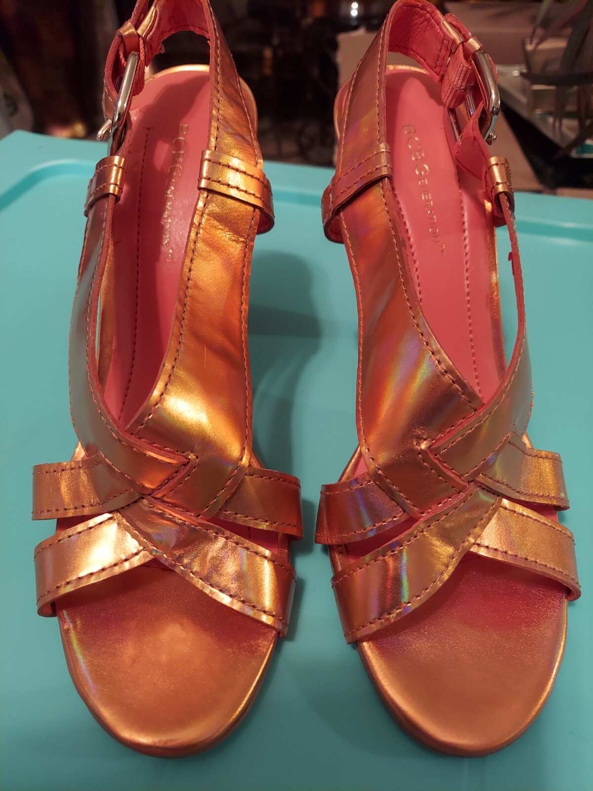 BCBGeneration Metallic Orange Leather Slingback S… - image 4