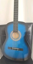 Zeny Acoustic Guitar 38" Blue Color With Accompaniments New With Box