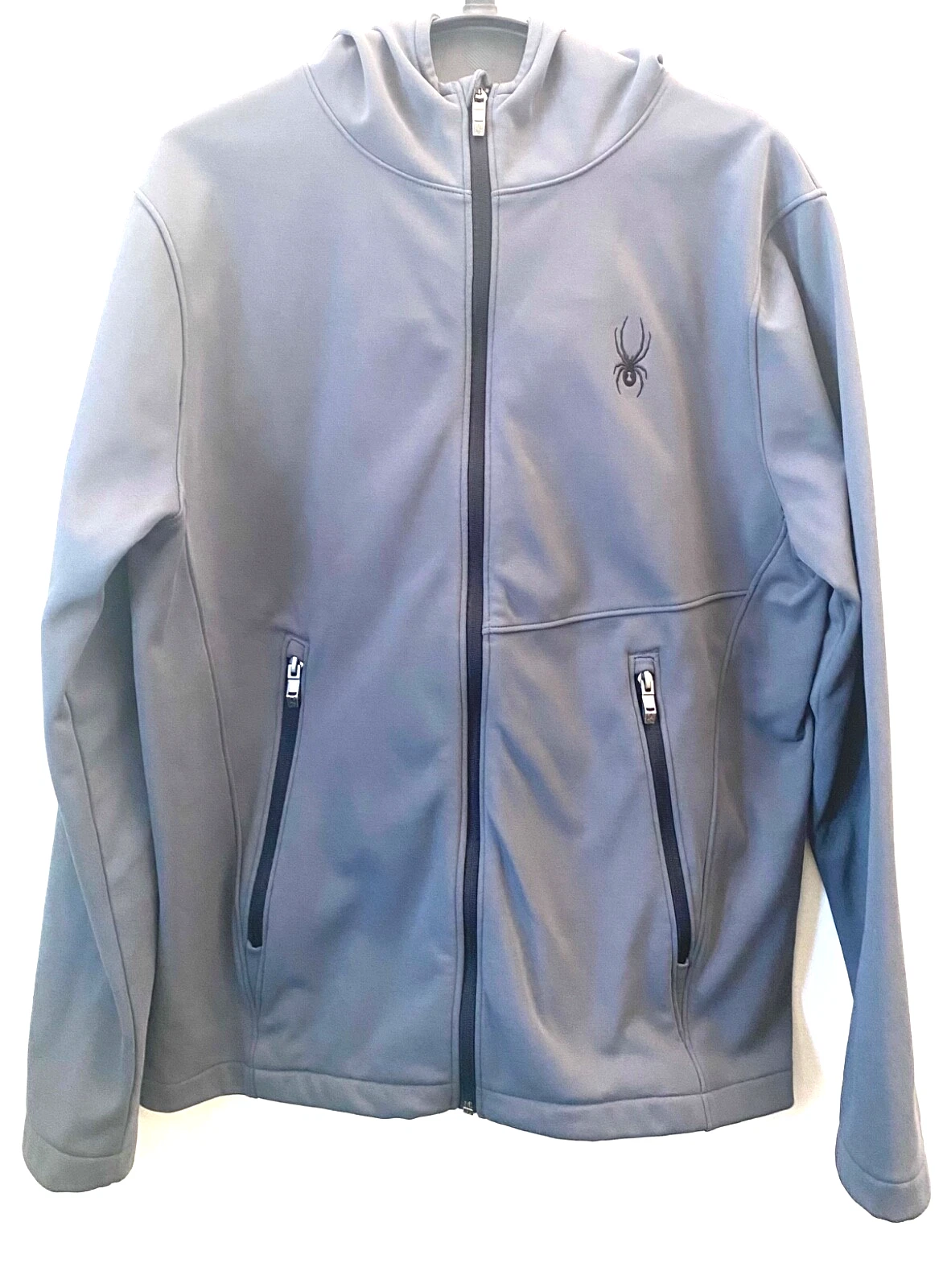 Spyder Mens Grey HydroWeb Soft Shell Full Zip Hooded Lightweight Jacket Medium