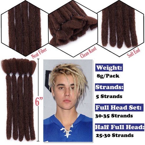 NATURAL Dreadlocks 12" Handmade Faux Locs Braiding Hair Extensions Cool Men USA - Picture 5 of 21