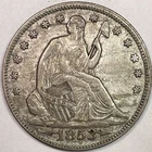 1853 Arrows and Rays Seated Liberty Half Dollar Almost Uncirculated Coin 15869