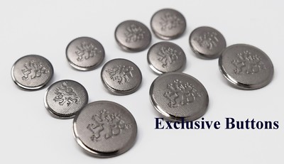 Silver Metal Blazer Buttons Set - Rampant Lion 
