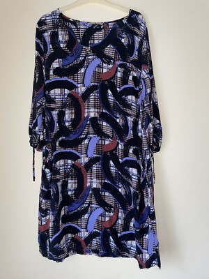 Ladies TU black blue stretch dress size 16 vgc