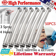 50PCS Dental High Speed Handpiece Push Button Turbine 3 Spray 4 Holes