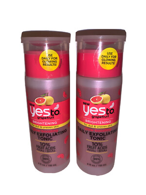 Yes To Grapefruit Brightening Glow-Boosting Daily Exfoliating Tonic - Lot of 2