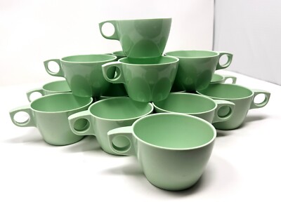 Lot of 16 Texas Ware Melamine Coffee/Tea Cups   Seafoam Green