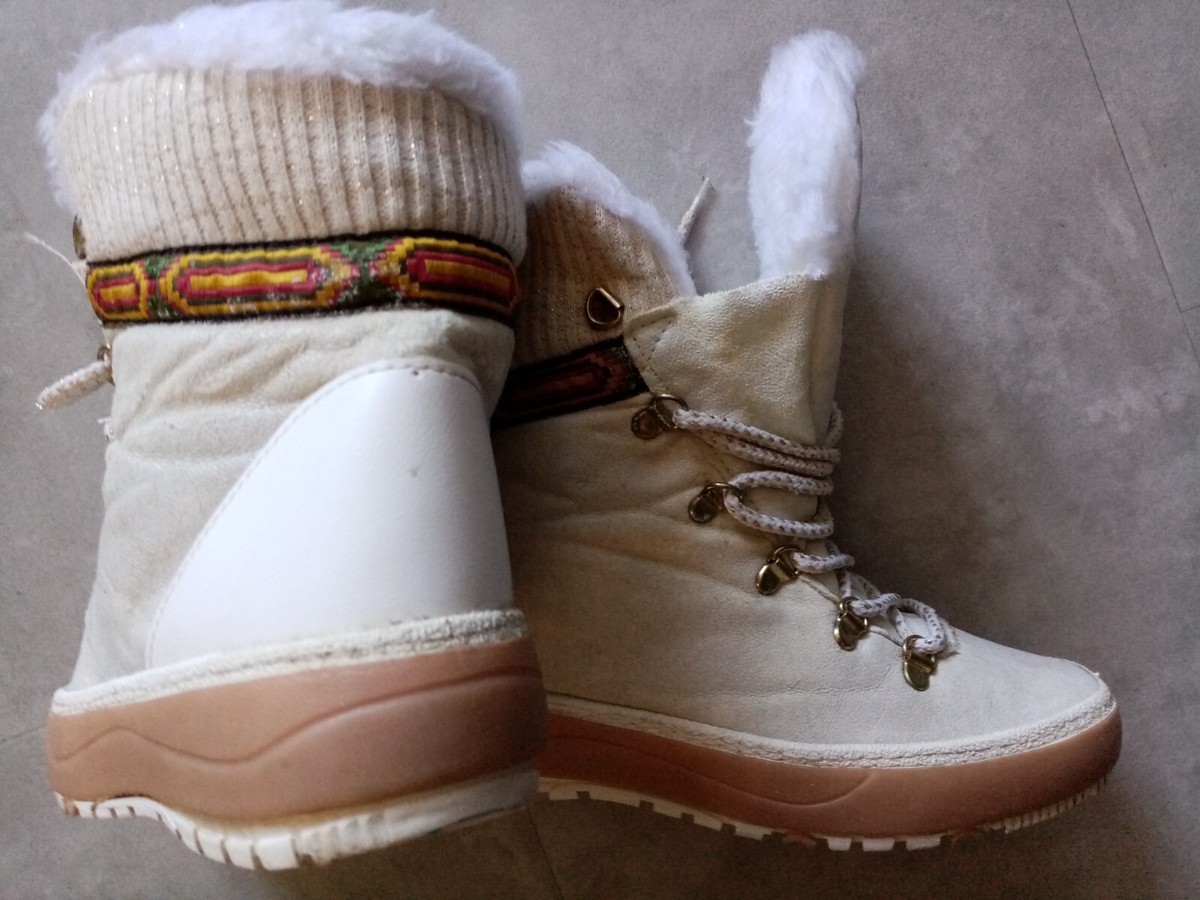 Chaussures Plates Montantes Fourrées Après-ski – Beige – Taille 40