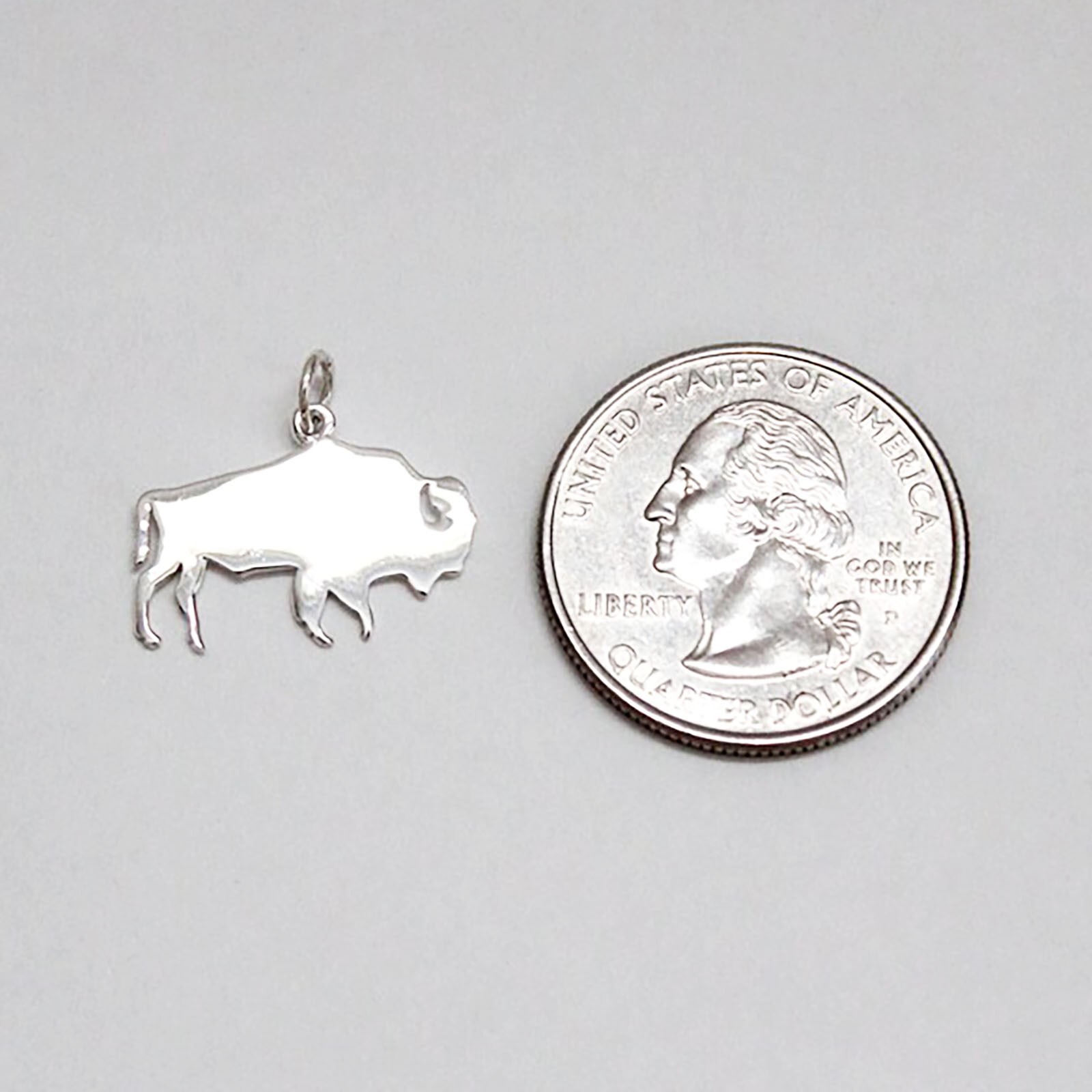 Buffalo Silhouette Bison Wild Animal 925 Sterling Silver Charm Pendant