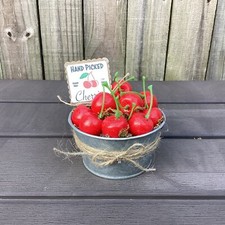 AGD Decoración de Verano - Expositor de Bañera Galvanizada Tema Cereza Escogida a Mano