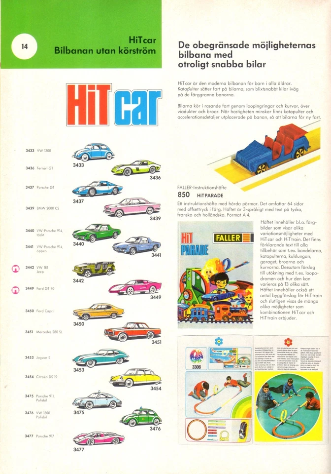 catalogo FALLER 1972-73 Modellhus Auto Racing Hit Car Hit SV bb Foto 3 de 4