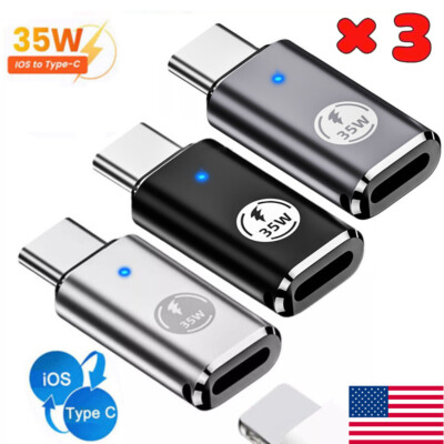 3X 35W USB-C Male to iOS Female Adapter + lanyard For iPhone 15 Pro Max 15 Plus