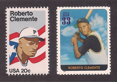 ROBERTO CLEMENTE - PIRATES - SET OF 2 U.S. POSTAGE STAMPS - MINT CONDITION