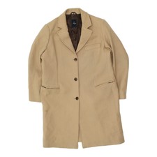 Fay Womens Long Beige Button Up Overcoat | Vintage High End Designer Coat Vtg