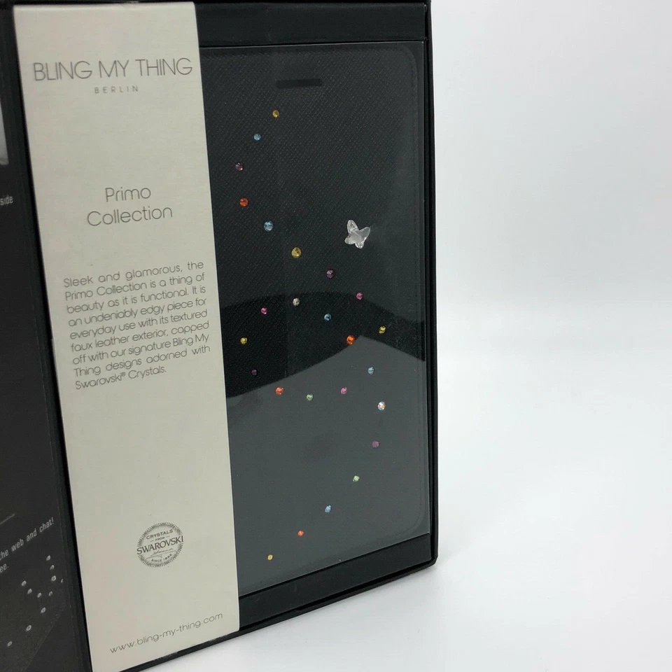 Funda abatible de cuero Bling-My-Thing para iPhone 6 Plus - Cristal de algodón caramelo negro Foto 4 de 4