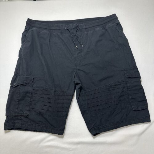 Southpole Men's 4XB Cargo Shorts Black Y2K 13" Inseam Baggy Retro Drawstring