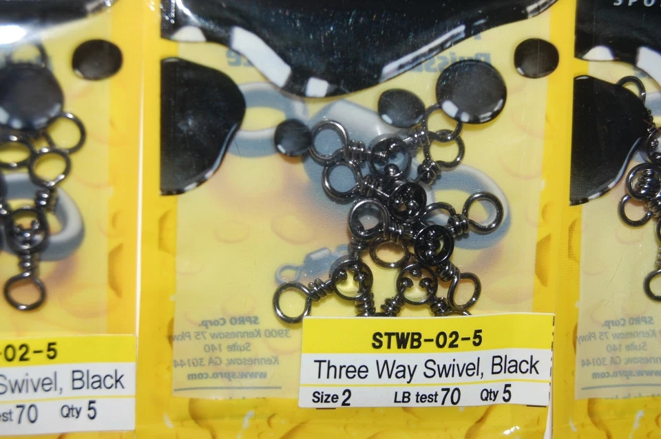 3 packs spro three way swivels  size 2 70 lb test 5 per pack stwb-02-5 - Image 2 of 3