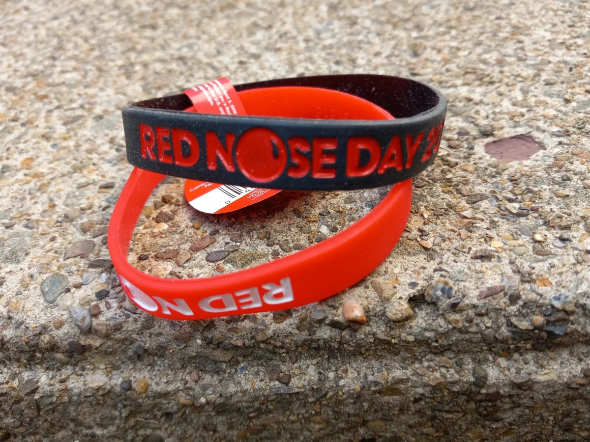2 Red Nose Day Bracelet Wristband Band Glow In The Dark Red