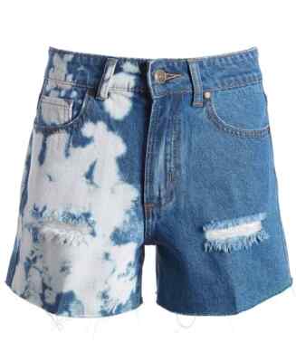 GOGO JEANS Big Girls High-Waisted Distressed Tie-Dye Denim Shorts Blue Size M
