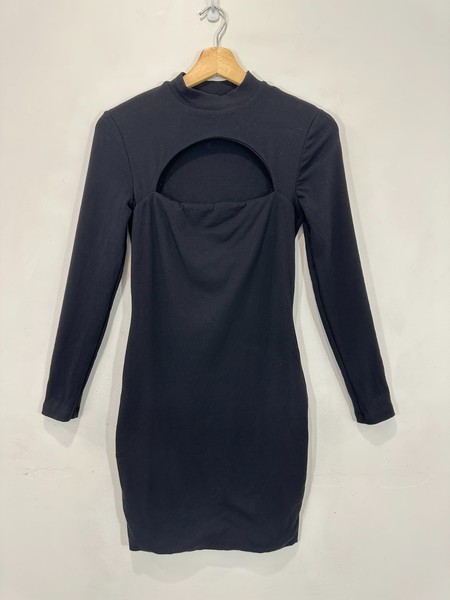 Kookai Mini Dress Size 1 (38) Black Cut Out Bodycon Lined Stretch Cotton Blend