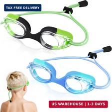 Vvinca Kids Swim Goggles with Bungee Strap No Leaking Anti Fog Toddler Goggles w