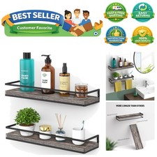 Floating Shelves Wall Mounted Set of 2, Rustic Wood Wall Storage Shelves for ...